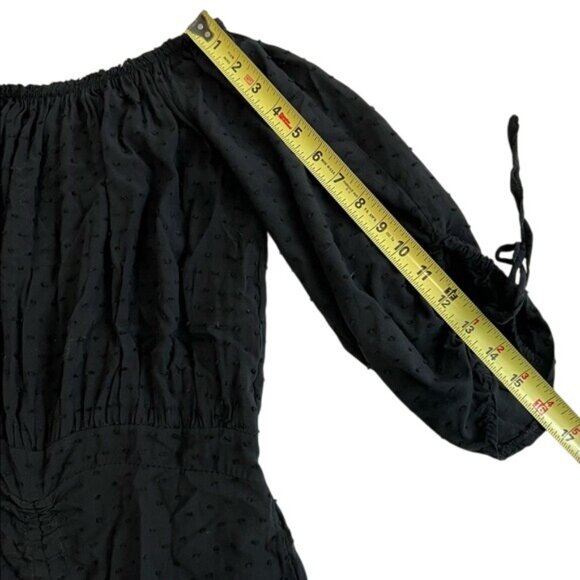 Alice Rinaldi Clip Dot Dress Black 1/2 Sleeve Ruched Made in Italy Size 2 - Picture 8 of 12